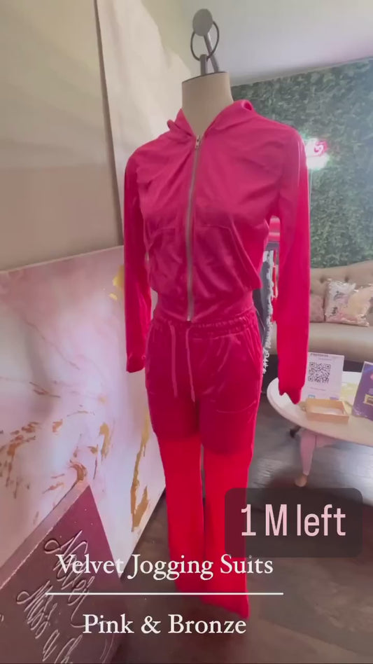 Pink Velvet Jogging Suit